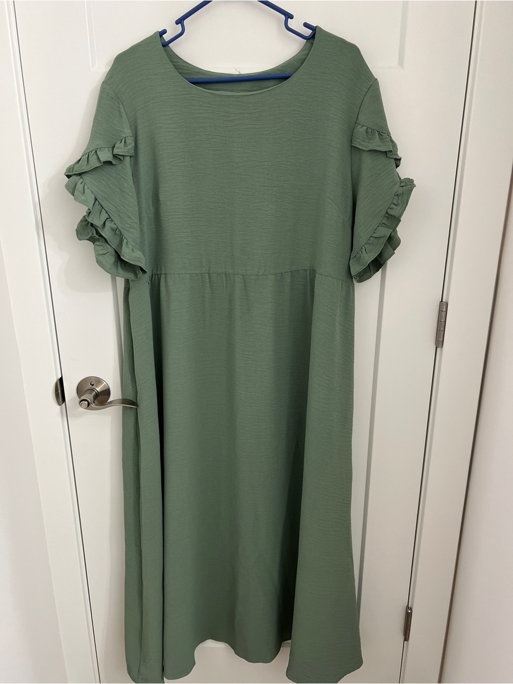 Sage Green Ruffle Sleeve Midi Dress